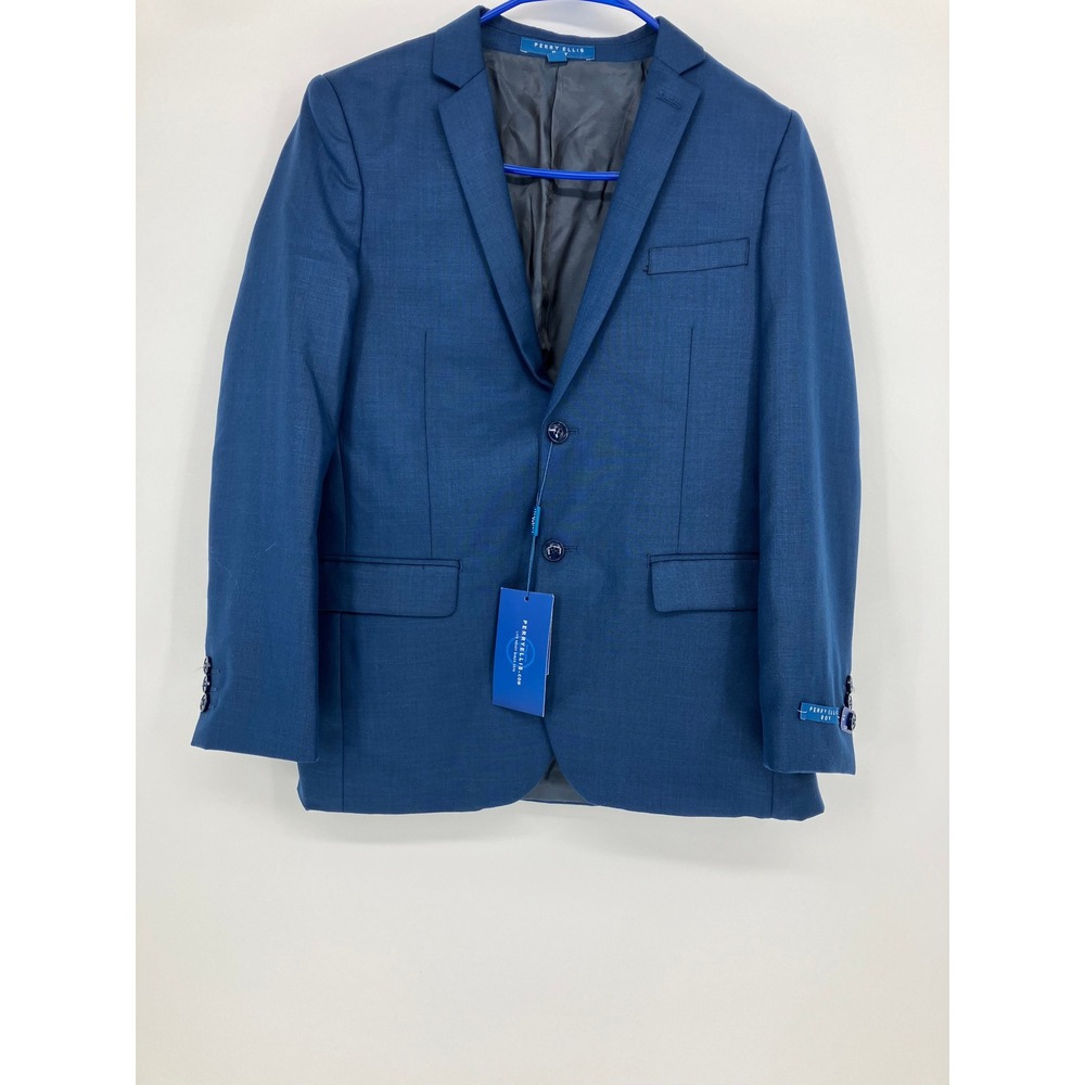 Perry Ellis Boys Blue Two Button Single Breasted Blazer Suit Jacket Size 14 NWT